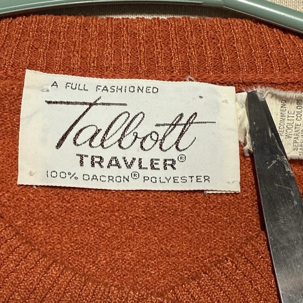 Vintage Talbott Traveler Button Up Cardigan Sweater 70s Burnt Orange Spice Sz 40 - Picture 4 of 8